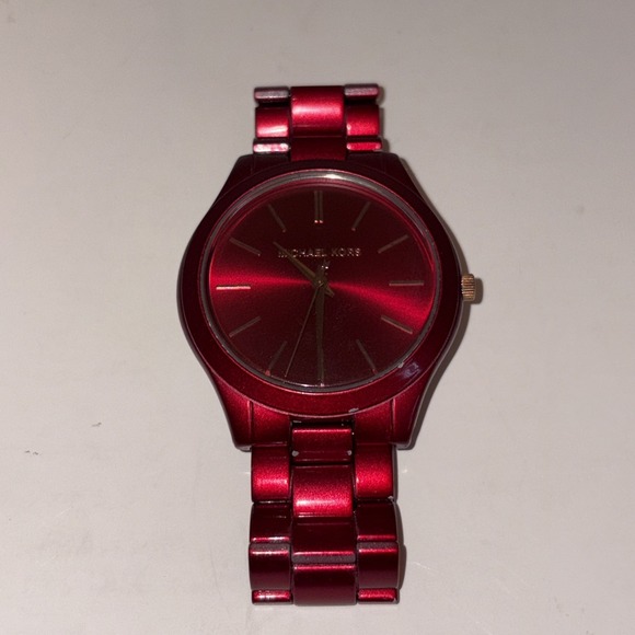 Michael Kors Accessories - MICHAEL KORS MK3895 Womens Red Slim Runway Watch FOR PARTS OR REPAIR READ DESC.